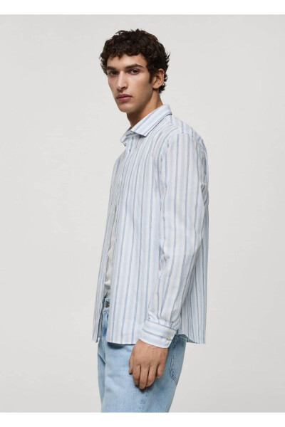 Classic Cut Cotton Linen Rustic Striped Shirt - 5