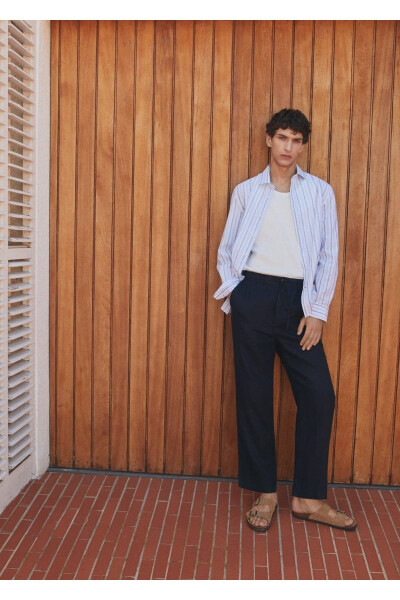 Classic Cut Cotton Linen Rustic Striped Shirt - 6