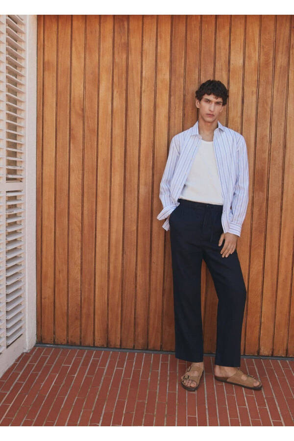 Classic Cut Cotton Linen Rustic Striped Shirt - 6