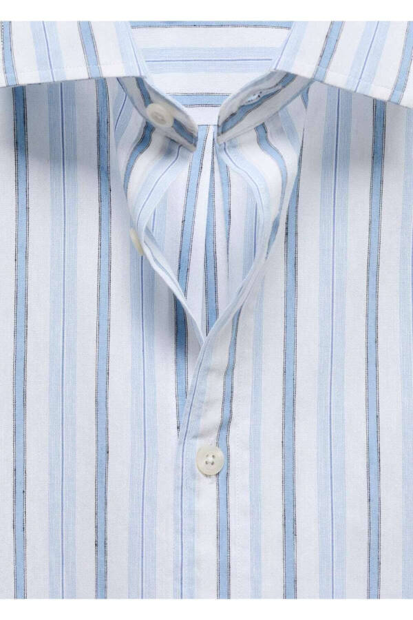 Classic Cut Cotton Linen Rustic Striped Shirt - 8