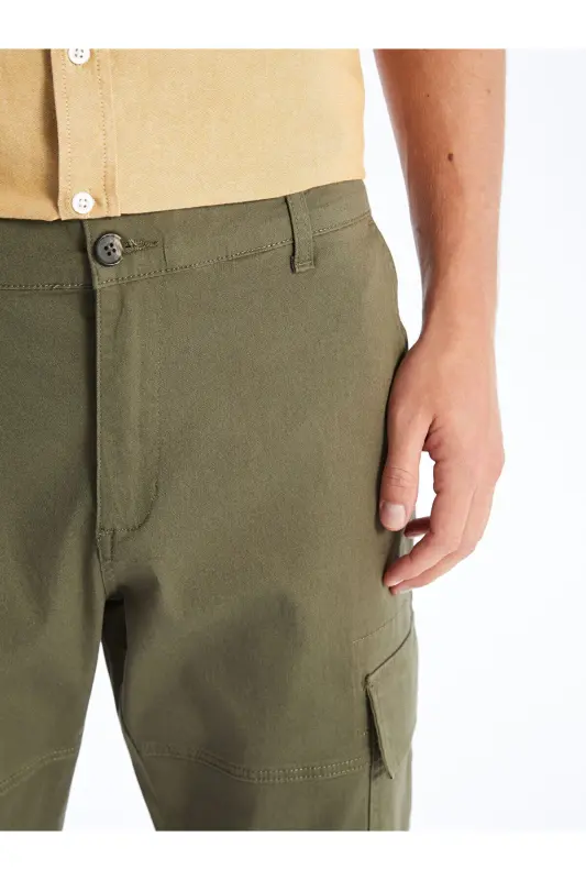 Classic Dar Kalıp Gabardin Erkek Chino Pantolon - KHAKİ - 3