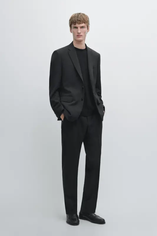 Classic fit, 100% wool trousers. - 5