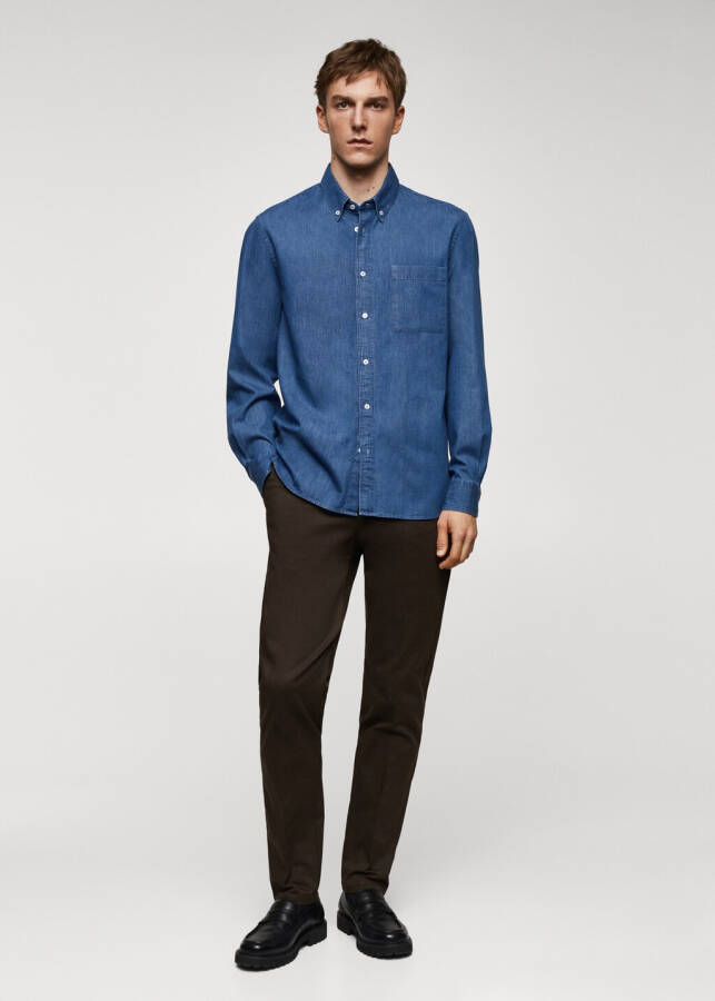 Classic fit chambray cotton shirt - 3