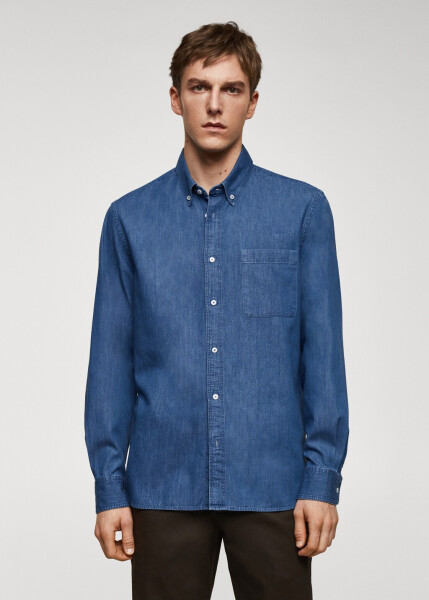 Classic fit chambray cotton shirt - 5