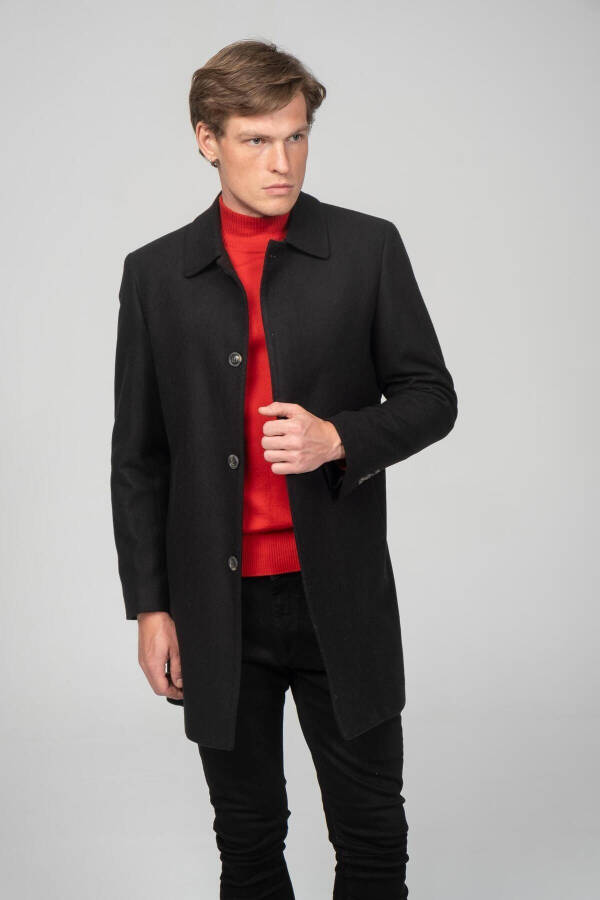 Classic fit, lined, men's black cashmere coat. Rn71544 - 1