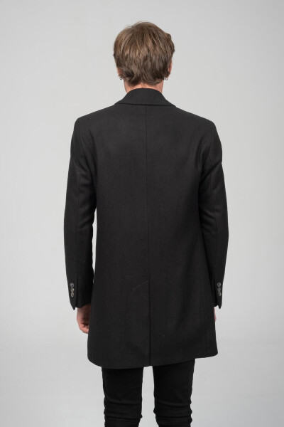 Classic fit, lined, men's black cashmere coat. Rn71544 - 6