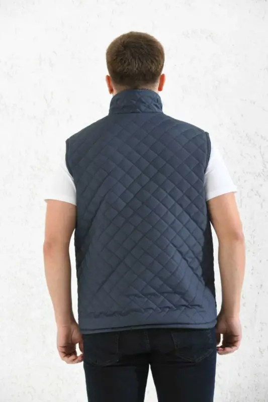 Classic Fit Quilted Padded Vest Polar Lined Dad Vest-Anthracite - 2