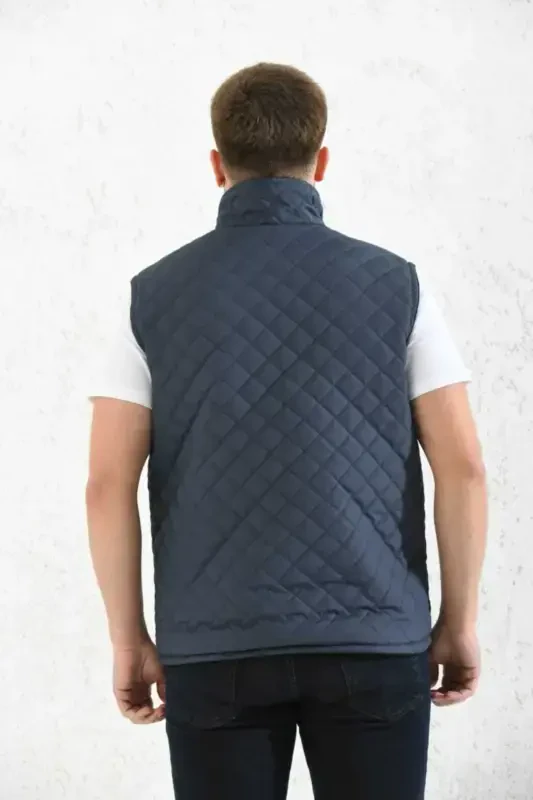 Classic Fit Quilted Padded Vest Polar Lined Dad Vest-Anthracite - 2