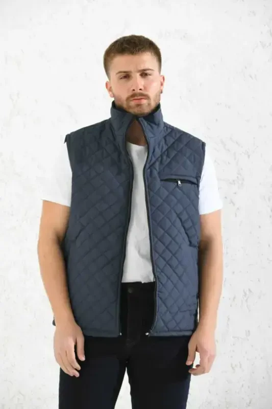 Classic Fit Quilted Padded Vest Polar Lined Dad Vest-Anthracite - 4