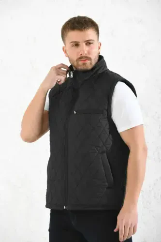 Classic Fit Quilted Puffer Vest Fleece Lined Vest-Black - FUMOS (1)