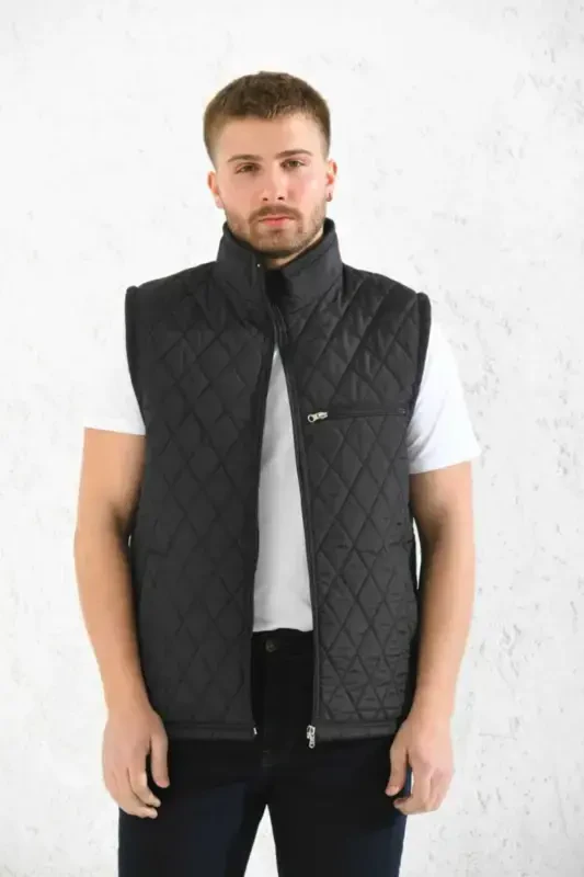 Classic Fit Quilted Puffer Vest Fleece Lined Vest-Black - 3