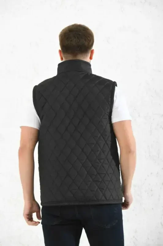 Classic Fit Quilted Puffer Vest Fleece Lined Vest-Black - 8