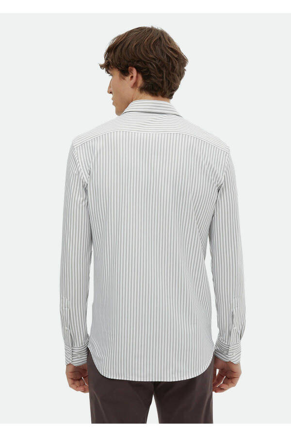 Classic, gray striped, regular fit shirt - 5