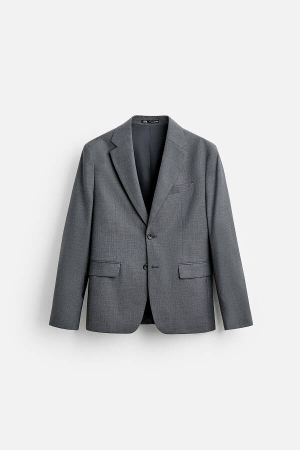 Classic, herringbone patterned, dusty blue blazer. - 7