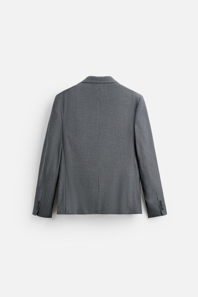 Classic, herringbone patterned, dusty blue blazer. - 8