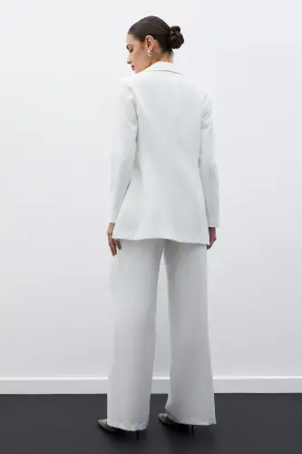 Classic Jacket with Monochromatic Collar - Ecru - 8