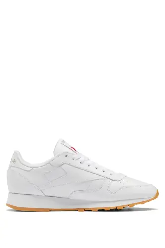 Classic Leather Unisex White Sneaker-White - 3