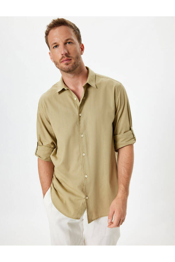 Classic Long Sleeve Button-Down Cotton Shirt with Cuff Detail - 19