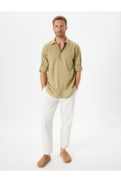 Classic Long Sleeve Button-Down Cotton Shirt with Cuff Detail - 20