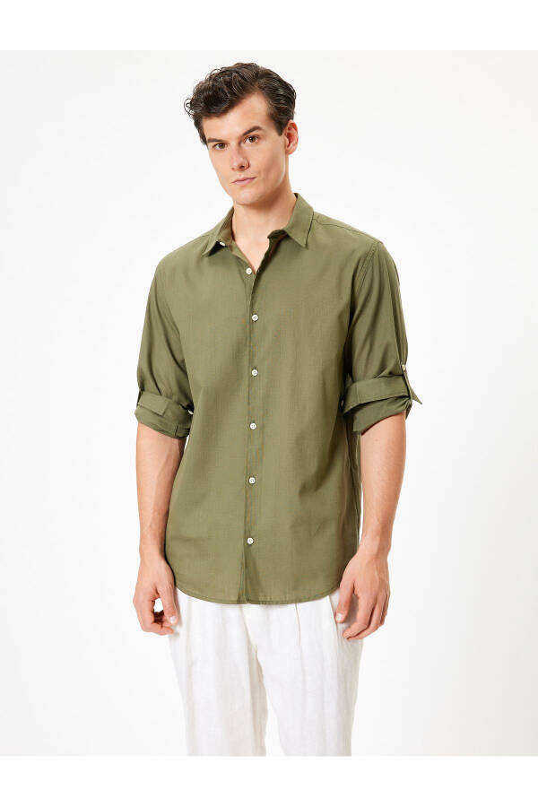 Classic Long-Sleeved Button-Down Cotton Shirt with Cuff Details - 21