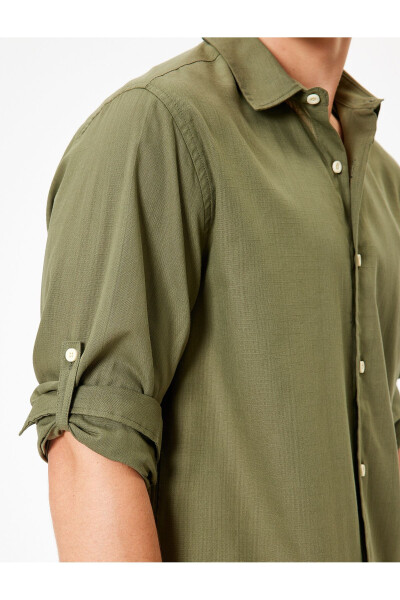 Classic Long-Sleeved Button-Down Cotton Shirt with Cuff Details - 23