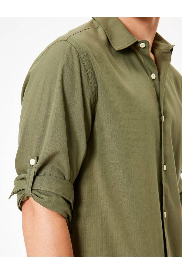 Classic Long-Sleeved Button-Down Cotton Shirt with Cuff Details - 5