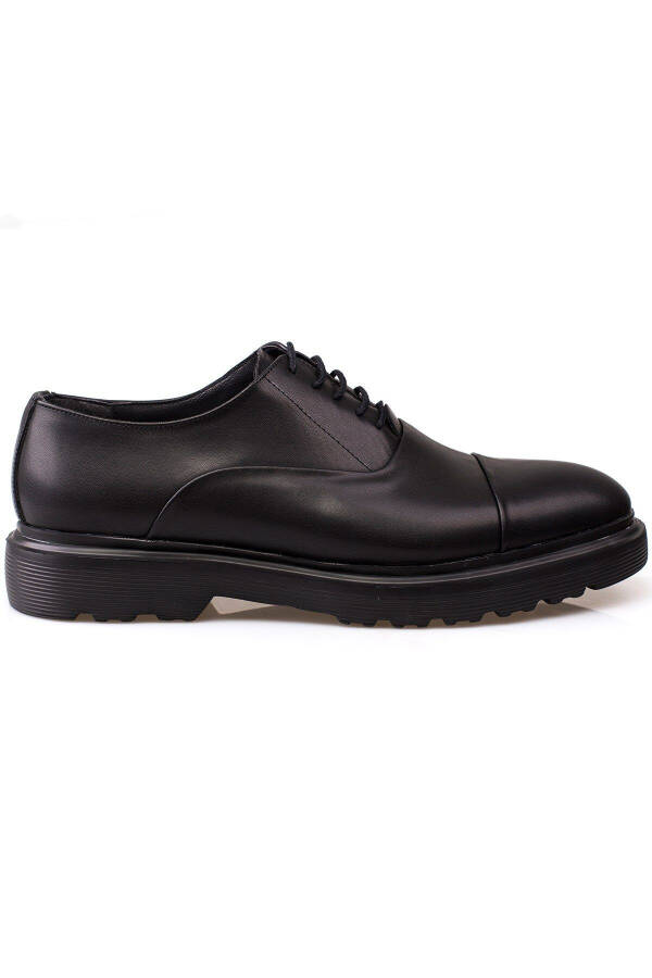 Classic Men's Shoes with High Sole, Suitable for Groom and Suit, Patent and Matte Black - 2