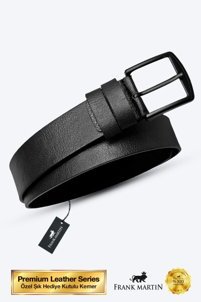 Classic model, denim compatible, metal buckle, special box, men's black belt. - 3