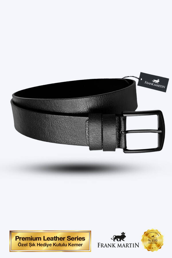 Classic model, denim compatible, metal buckle, special box, men's black belt. - 4