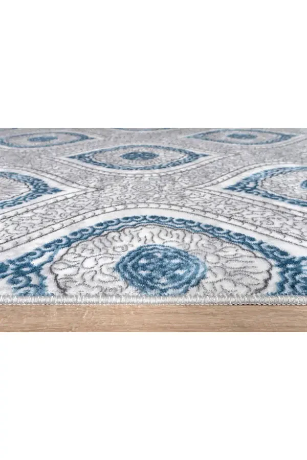 Classic Pattern Blue Washable Non-slip Base All Season Living Room Bathroom Balcony Children's Room Cut Runner - 2