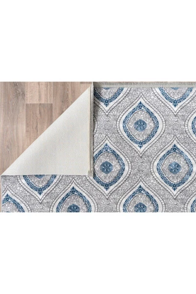 Classic Pattern Blue Washable Non-slip Base All Season Living Room Bathroom Balcony Children's Room Cut Runner - 4