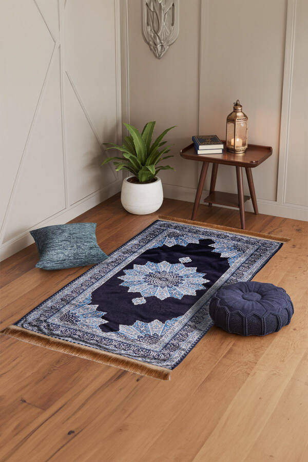 Classic patterned, digitally printed, fabric base prayer rug. - 1