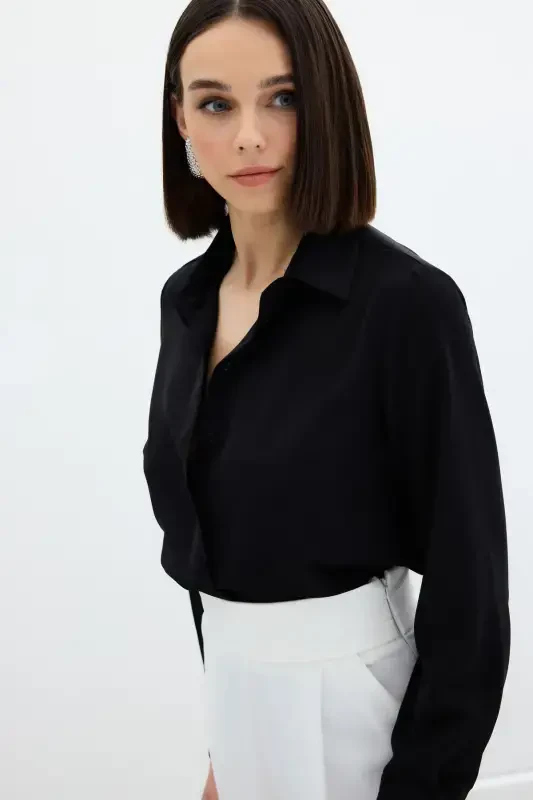 Classic Plain Shirt - Black - 7