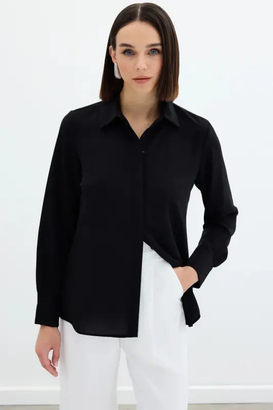 Classic Plain Shirt - Black - 2