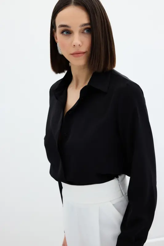 Classic Plain Shirt - Black - 7