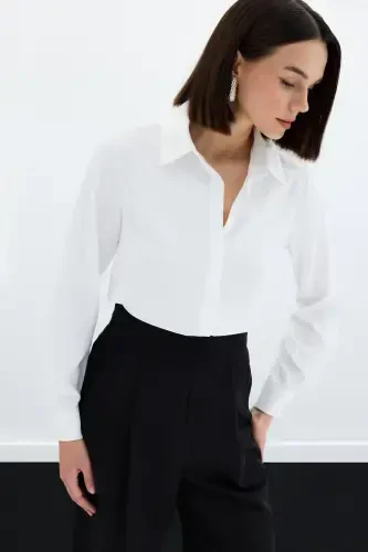 Classic Plain Shirt - Ecru - 1