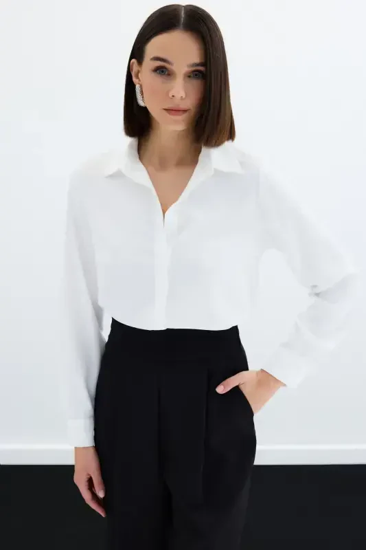 Classic Plain Shirt - Ecru - 3