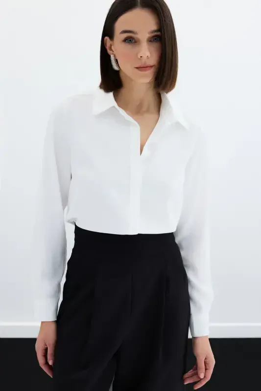 Classic Plain Shirt - Ecru - 4