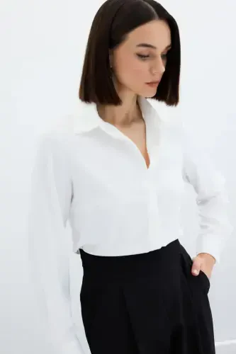 Classic Plain Shirt - Ecru - 5