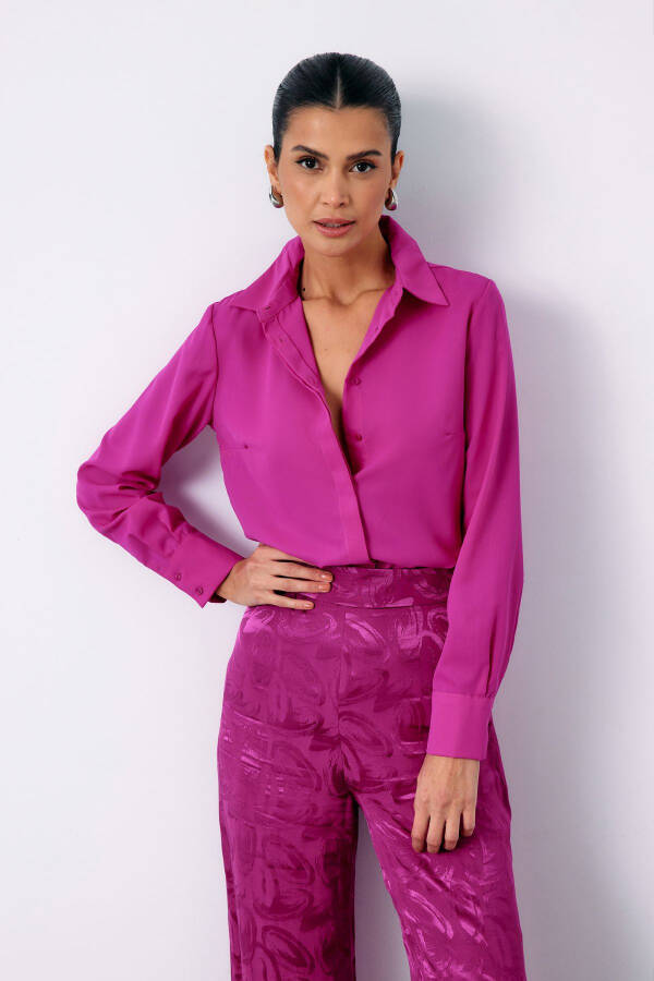 Classic Plain Shirt - Fuchsia - 1