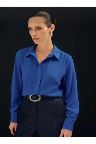 Classic Plain Shirt - Indigo - Indigo - 4