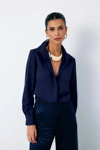 Classic Plain Shirt - NAVY-NAVY 