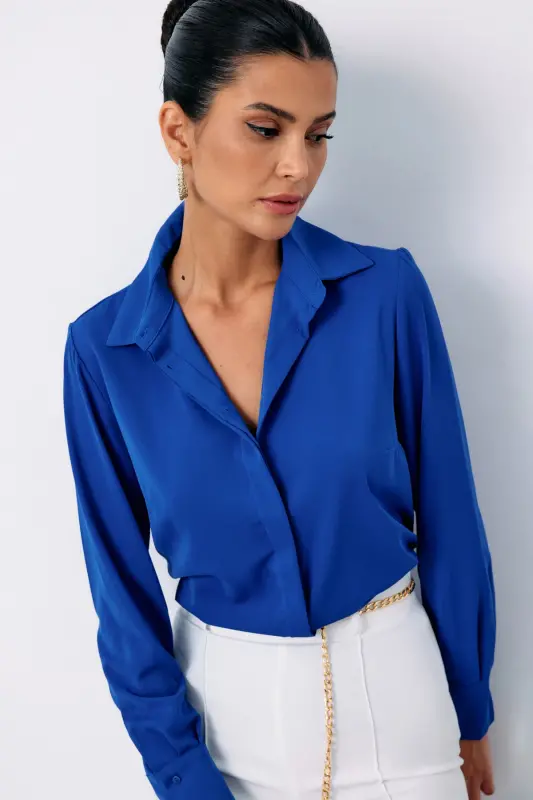 Classic Plain Shirt - Sax Blue - SAX BLUE - 4