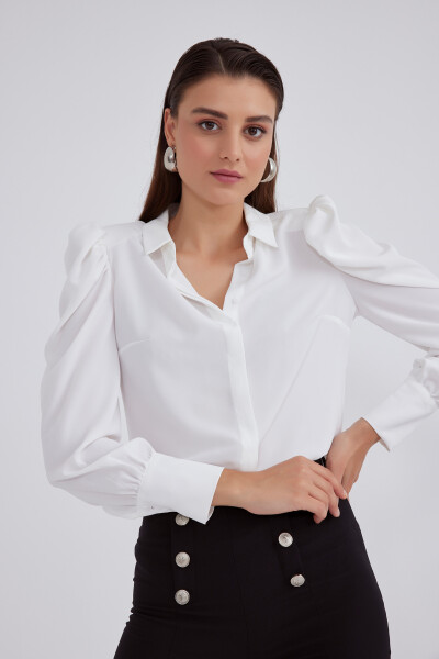 Classic Pleated Shirt - Ecru - 10