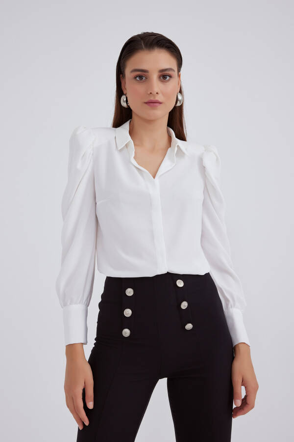 Classic Pleated Shirt - Ecru - 11