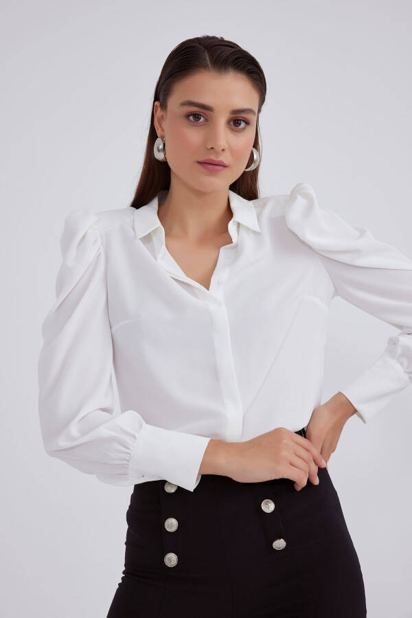 Classic Pleated Shirt - Ecru - 4