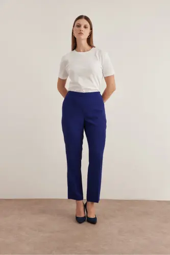 Classic Plus Size Trousers - Navy Blue - 1