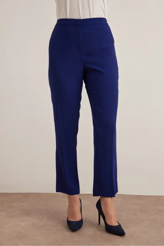 Classic Plus Size Trousers - Navy Blue - 3