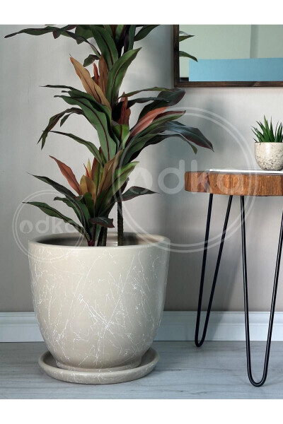 Classic Pot with Saucer 30cmx28cm Mia Stone Marble Pattern - ODKA (1)