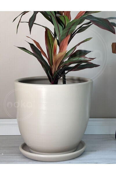 Classic Pot with Tray 30cmx28cm Stone - 7